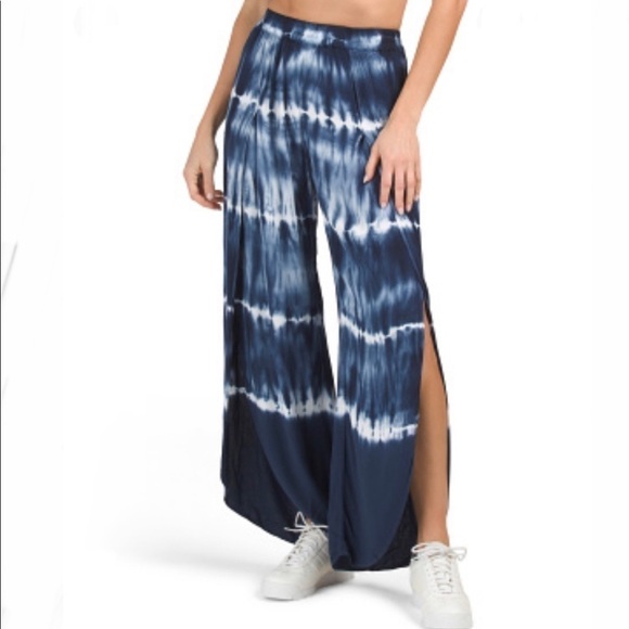 NWT Young Fabulous & Broke Palms Tie Dye Split Front Pants in Blue White Size XS - Picture 8 of 8